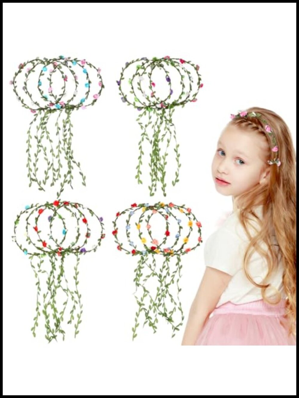 16 Pack Flower Crown Headbands Floral Garland Headpiece Women Girls Party